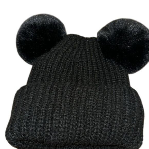 C.C Exclusives Black Knit Beanie With Pom Poms - Picture 6 of 7
